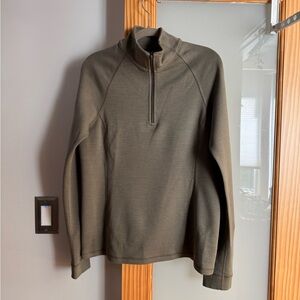 Ibex Women’s Moss Green Zip-Up Mid Layer Merino Wool Sweater Size M